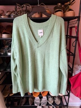 aerie Sage Green V-Neck Sweater